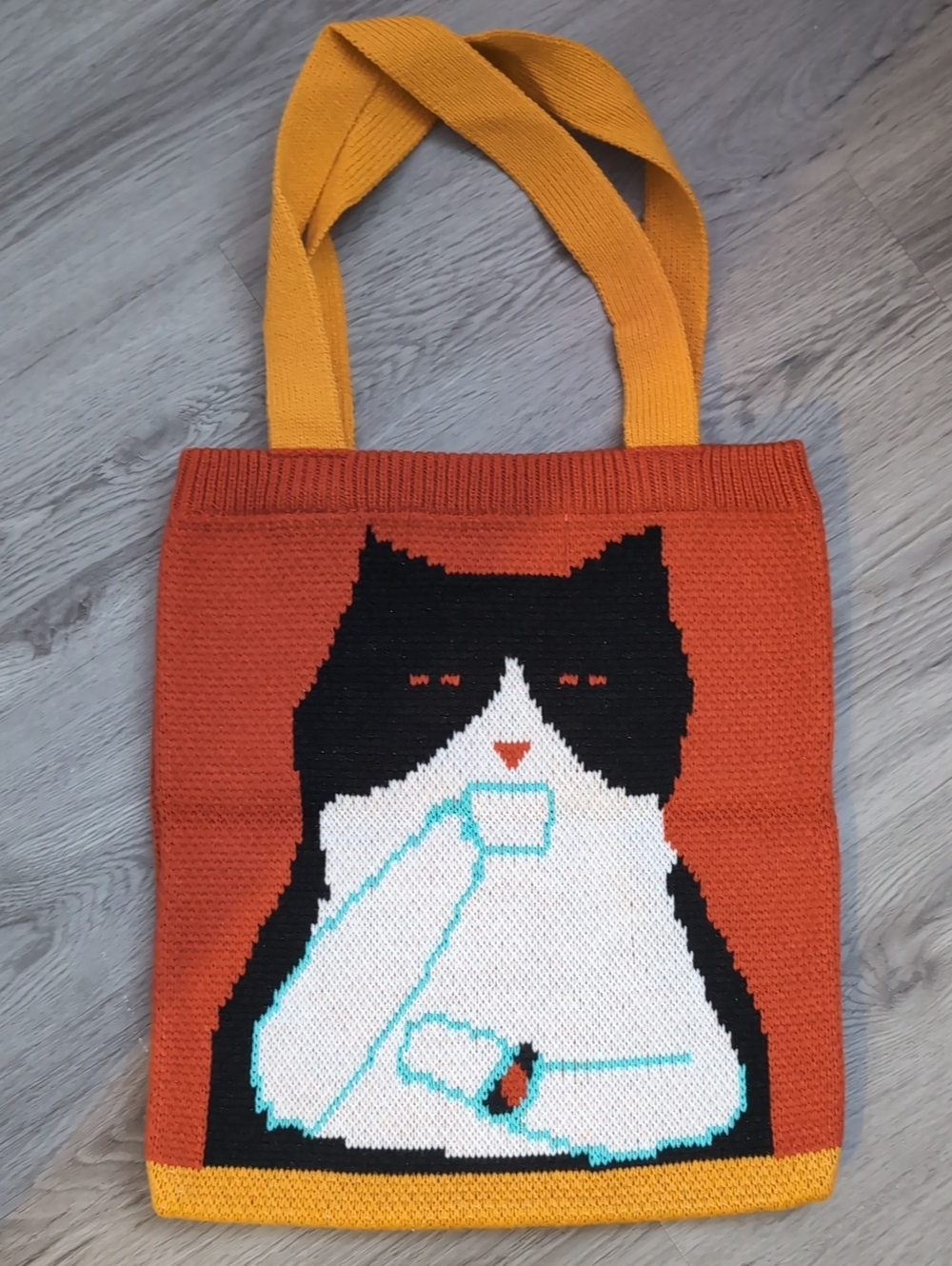 Kina And Tam Knit Cat Bag Tote